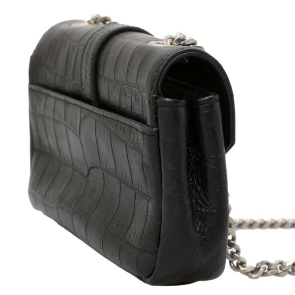 2 Saint Laurent Chain Shoulder Bag Leather Black