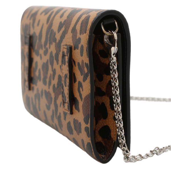 2 Christian Louboutin Waist Pouch Chain Shoulder Bag Brown