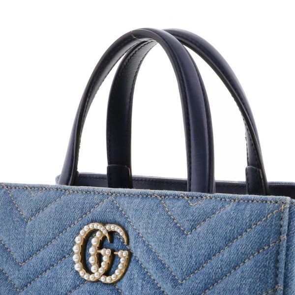 2 Gucci Gg Marmont 2way Bag Tote Bag Blue