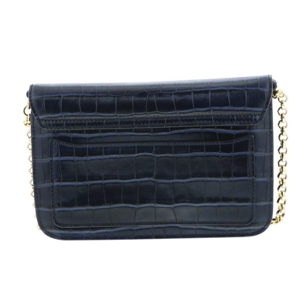 2 Chloe Croc embossed Shoulder Bag Navy Messenger Bag