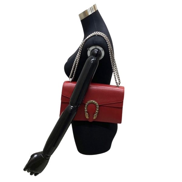 2 Gucci Metal Fittings Leather Chain Mini Shoulder Bag Pochette Red