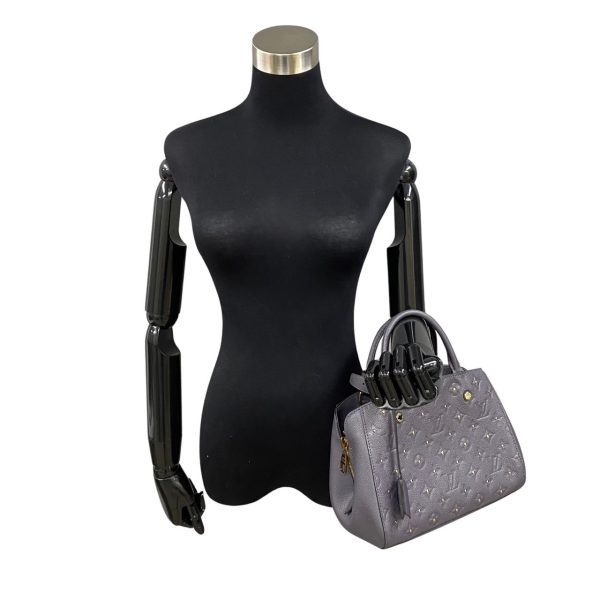 2 Louis Vuitton Montaigne BB Monogram Empreinte Leather Handbag Black