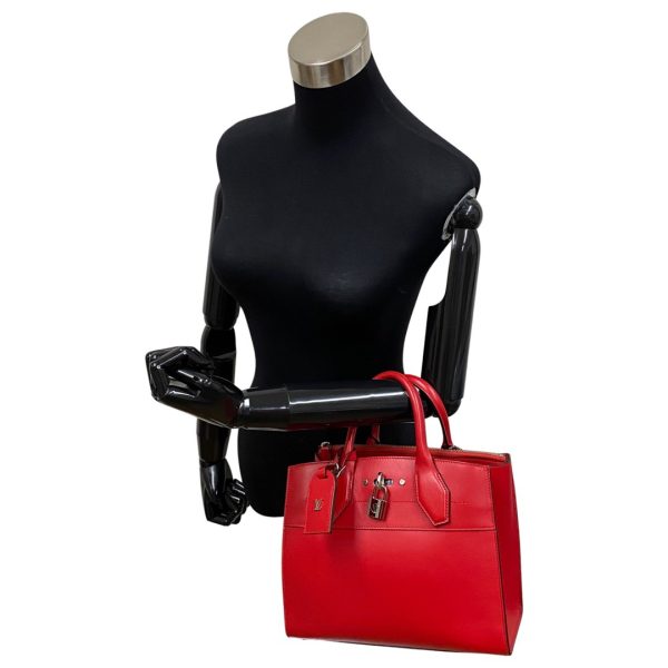 2 Louis Vuitton City Steamer PM Leather Shoulder Bag Red