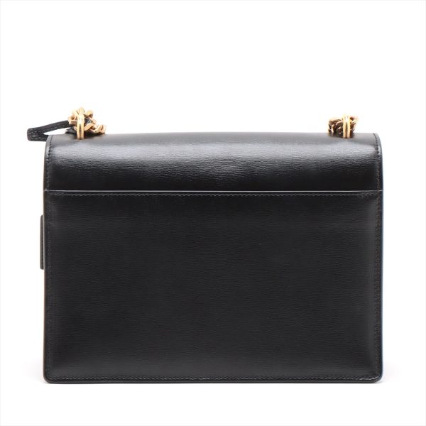 2 Ysl Saint Laurent Leather Chain Shoulder Bag Black