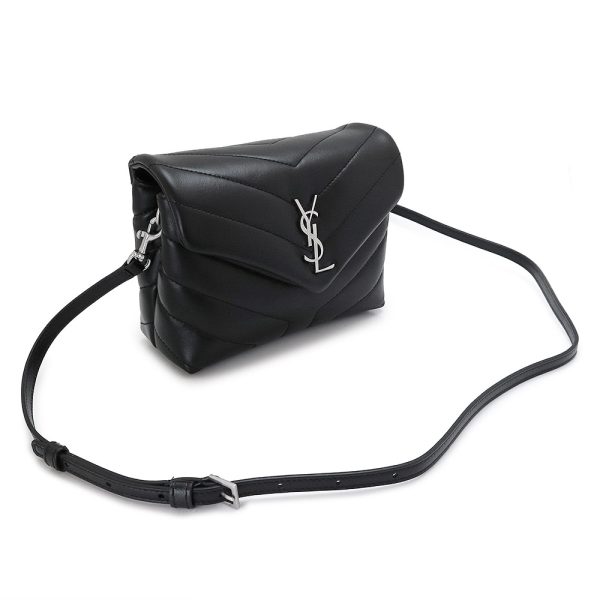 2 Ysl Saint Laurent Shoulder Bag Monogram Leather Black