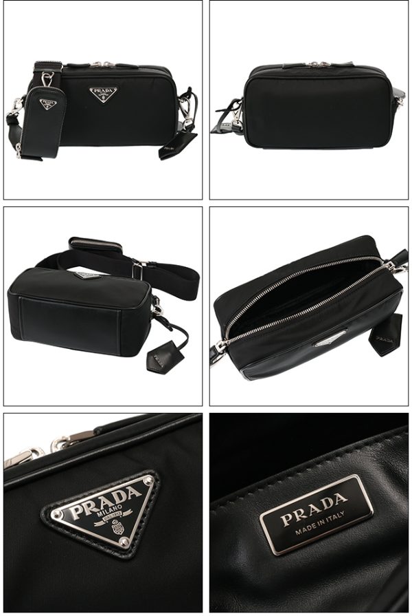 2 Prada Re nylon Shoulder Bag Crossbody Clutch Bag Pouch Black