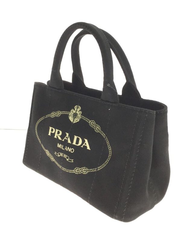 2 Prada Shoulder Bag Canvas Canapa Black