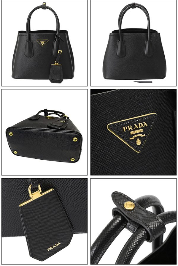 2 Prada Leather Mini Bag Triangle Logo 2way Shoulder Bag Black