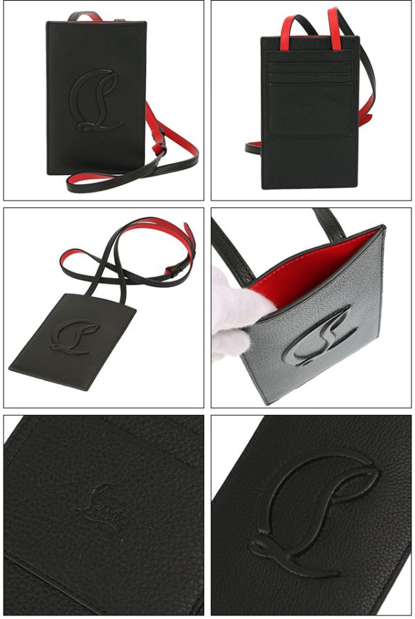 2 Christian Louboutin By My Side Smartphone Storage Card Case Neck Strap Black