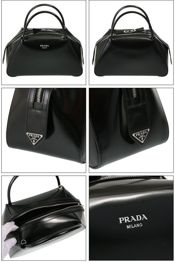 2 Prada Medium Leather Handbag Black