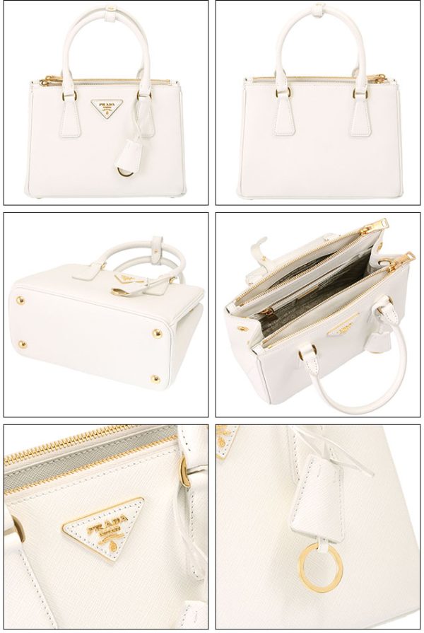 2 Prada Small Bag Embossed Leather Shoulder Bag White