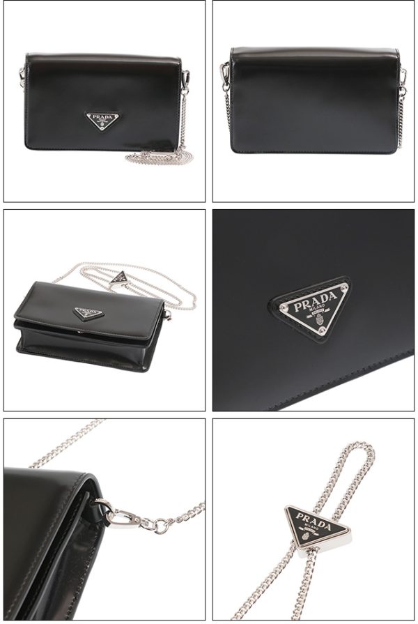 2 Prada Shoulder Bag Crossbody Chain Black