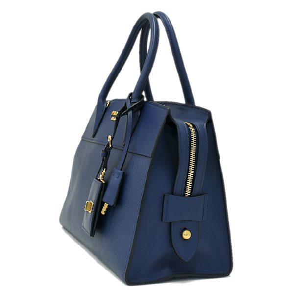 2 Prada Esplanade 2way Handbag Shoulder Saffiano Leather Blue