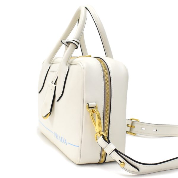 2 Prada Mirage 2way Handbag Shoulder Leather White