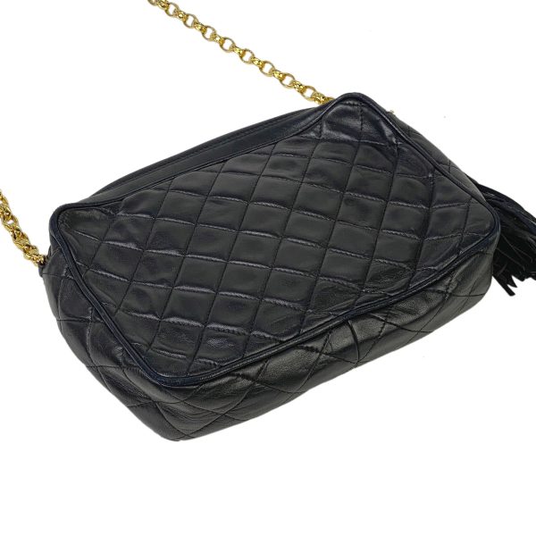 2 Chanel Coco Mark Chain Shoulder Bag Matelasse Leather Black