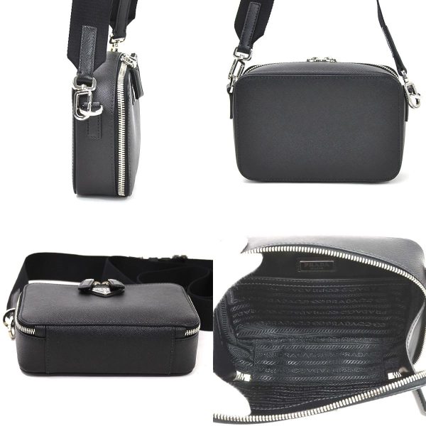 2 Prada Crossbody Shoulder Bag Leather Black