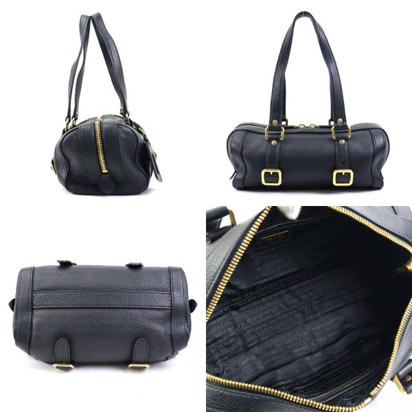 2 Prada Shoulder Bag Leather Black