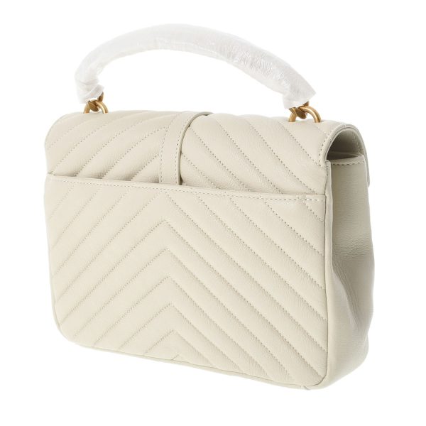 2 Saint Laurent College Medium Calf Leather Shoulder Bag Beige