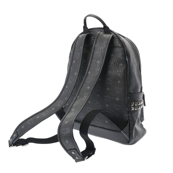 2 MCM Studded Backpack Leather RucksackDaypack Black