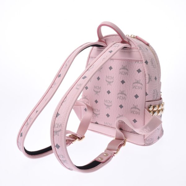 2 MCM Visetos Backpack Mini Side Studs Calf RucksackDaypack Pink