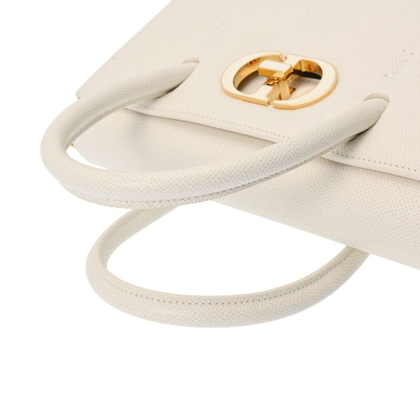 2 Christian Dior Montaigne Gold Hardware Leather Handbag White