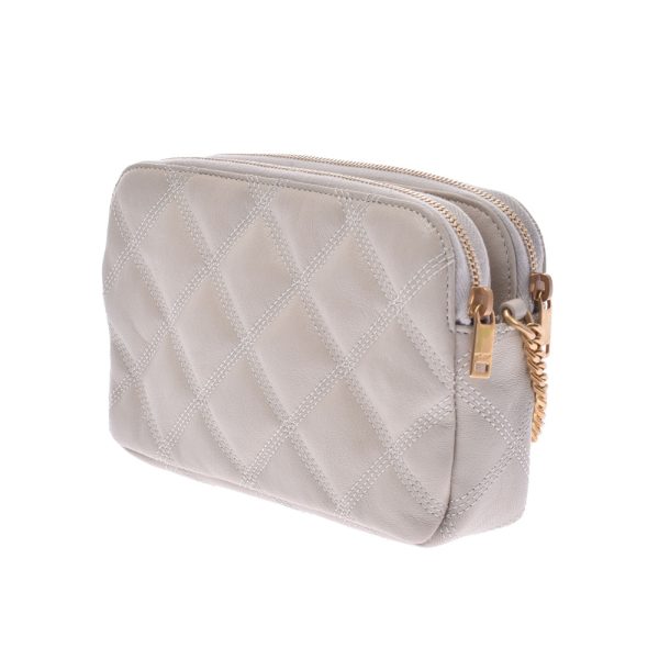 2 Saint Laurent Gold Hardware Leather Shoulder Bag Ivory