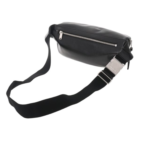 2 Saint Laurent City Belt Bag Silver Hardware Leather Body Bag Black