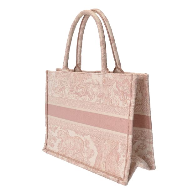 2 Christian Dior Book Tote Medium Jacquard Handbag Pink