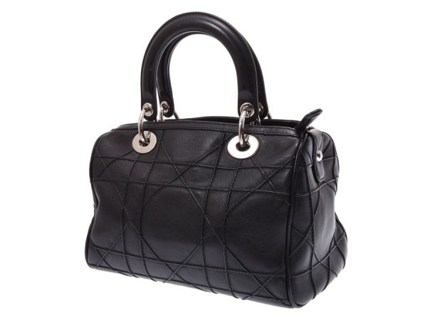 2 Christian Dior Calf 2way Handbag Black