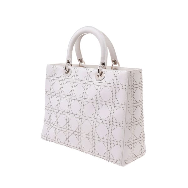 2 Christian Dior White Silver Hardware Calf 2way Bag