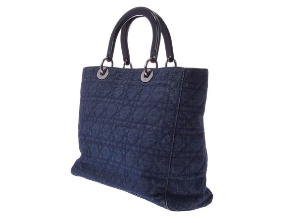 2 Christian Dior Cannage 2way Bag Denim Blue