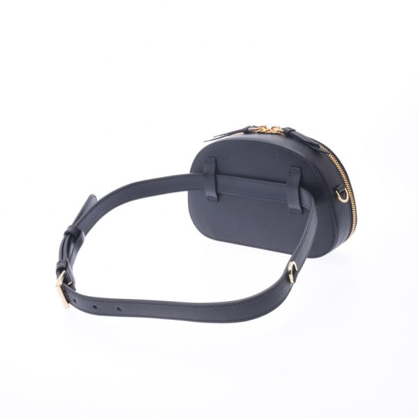 2 Prada Belt Bag Chain Shoulder Bag Black Gold Hardware Body Bag