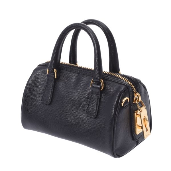 2 Prada Mini Shoulder Bag 2way Black Gold Hardware