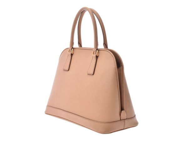 2 Prada 2way Handbag G Hardware Saffiano Beige