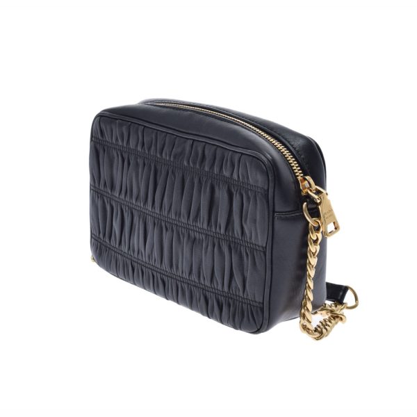 2 Prada Chain Gold Hardware Calf Shoulder Bag Black