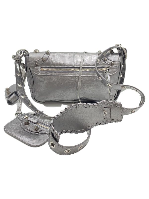 2 Balenciaga Shoulder Bag Leather Silver