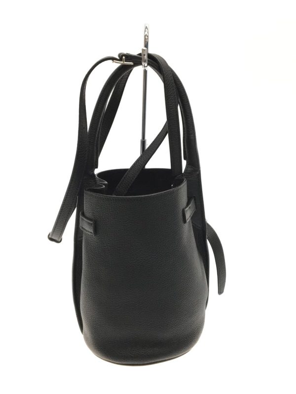 2 Celine Bucket Shoulder Bag 2way Leather Black