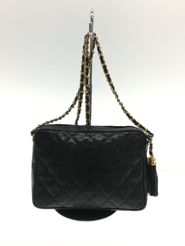 2 Chanel Chain Shoulder Bag Leather Black