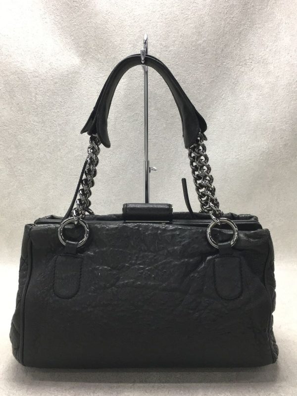 2 Chanel Coco Mark Chain Shoulder Bag Leather Black