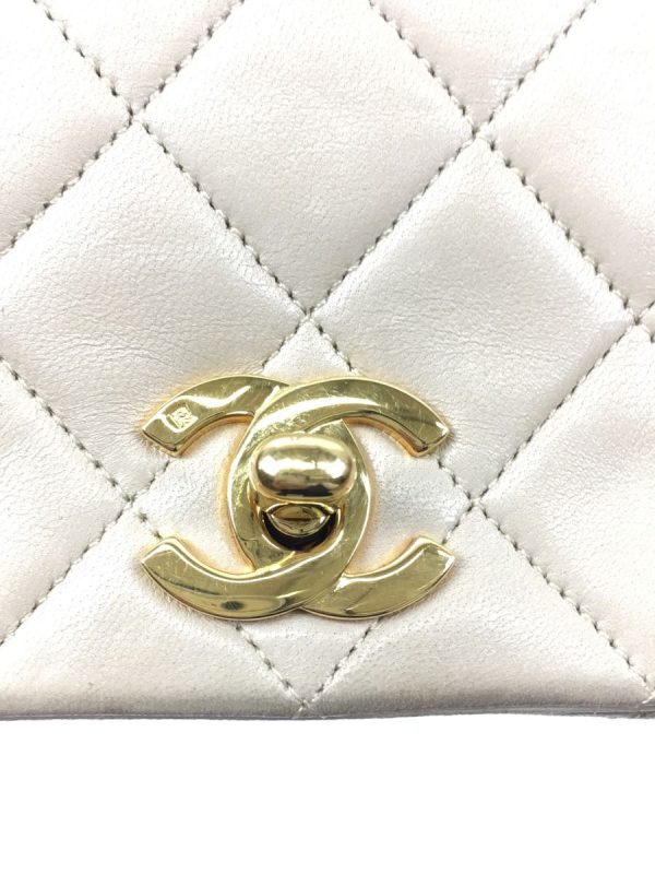 2 Chanel Matelasse Chain Shoulder Bag Flap Cream