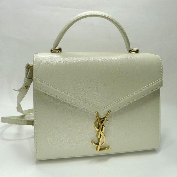 2000015259600015 1 Saint Laurent Paris 2way Shoulder Bag Cassandra Top Handle Leather White