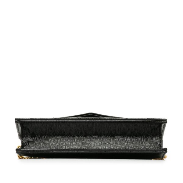 222 37134 4 Saint Laurent Envelope Chain Wallet Shoulder Bag Black Gold Leather