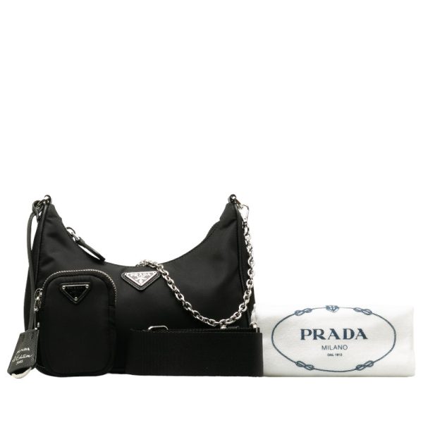 222 91677 1 Prada Shoulder Bag Nylon Leather Black