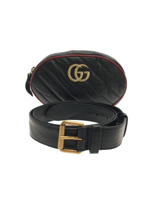 2300037522055 01 Gucci GG Marmont Belt Bag Leather BLK Black