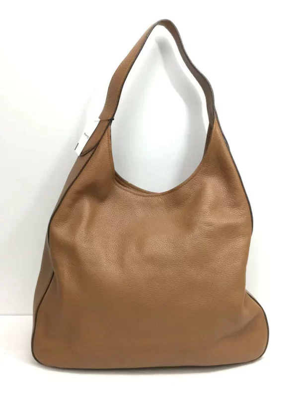 2320462865190 01 PRADA Leather Plain Shoulder Bag Brown