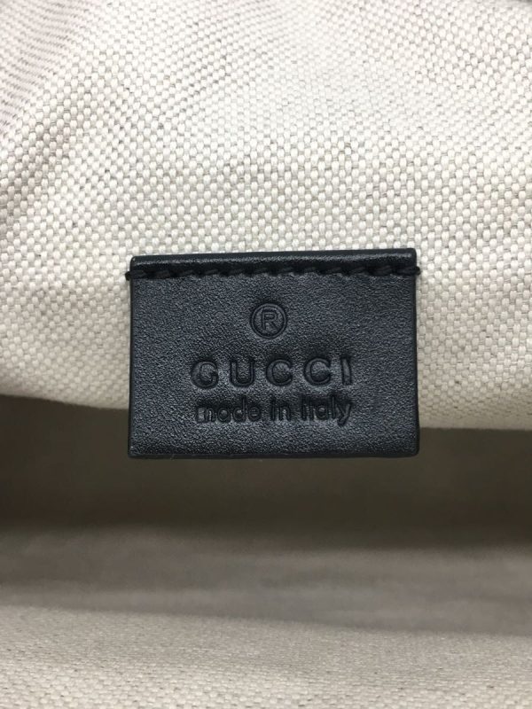 2333740487205 03 Gucci Waist Bag BLK Allover Pattern GG Punching Tanned Leather