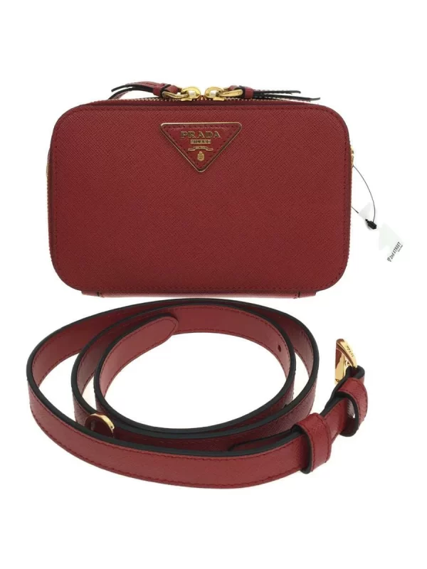 2337870489146 01 PRADA Chain Waist Pouch Triangle Logo Shoulder Bag Red