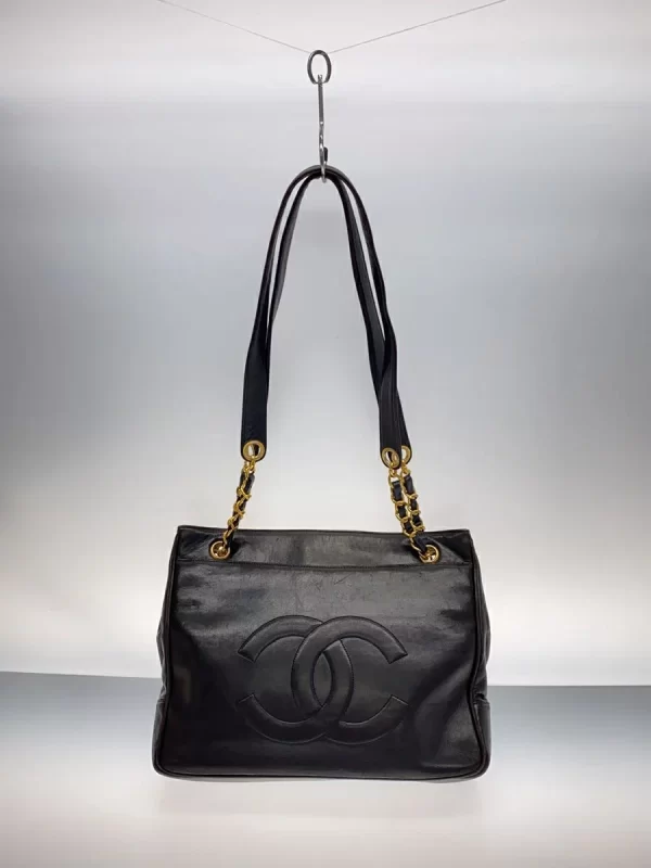 2340802516292 03 CHANEL Leather Shoulder Bag Black