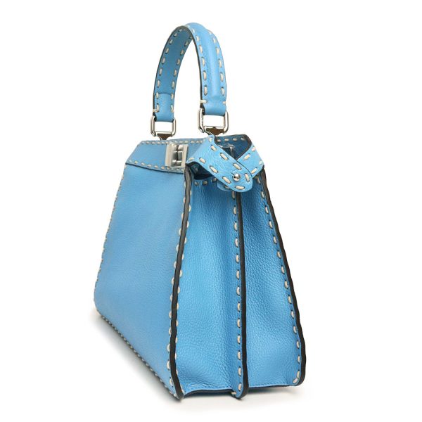 3 Fendi Medium 2way Handbag Crossbody Calfskin Leather ​​blue