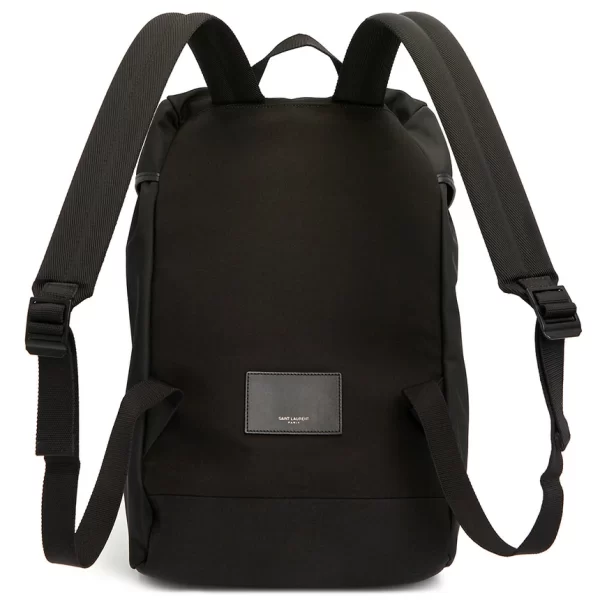 3 Saint Laurent Backpack Recycled Nylon Cotton Handle Black